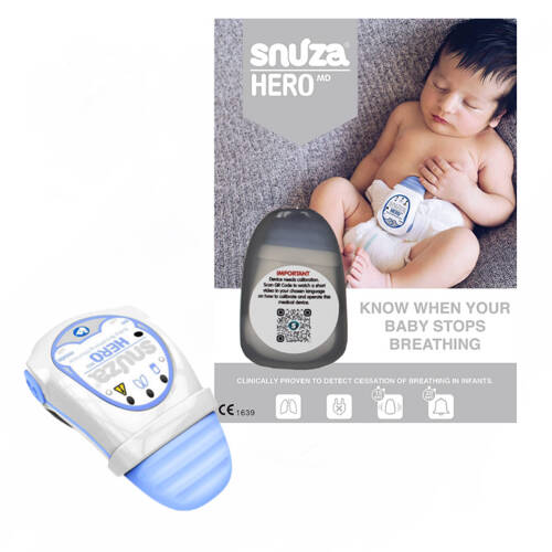 LUVION Icon Clear 75 Pro audio baby monitor with projector function included with the SNUZA HERO MD breathing monitor